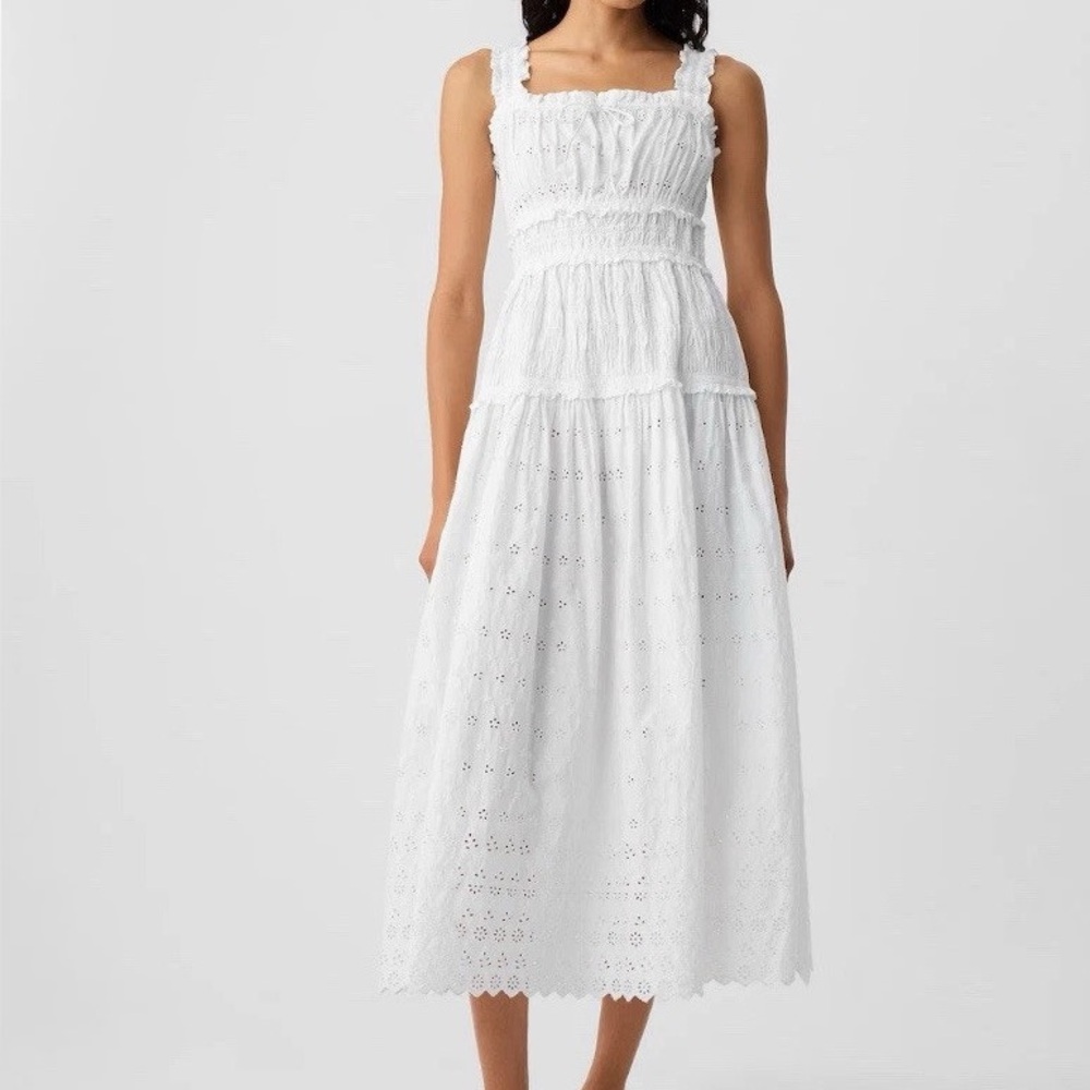 Doen x Gap White Eyelet Smocked midi Sundress XS new with tags - Picture 6 of 6